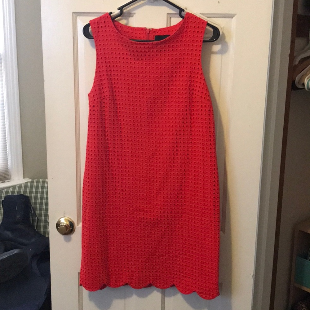 Coral, scallop hemmed dress